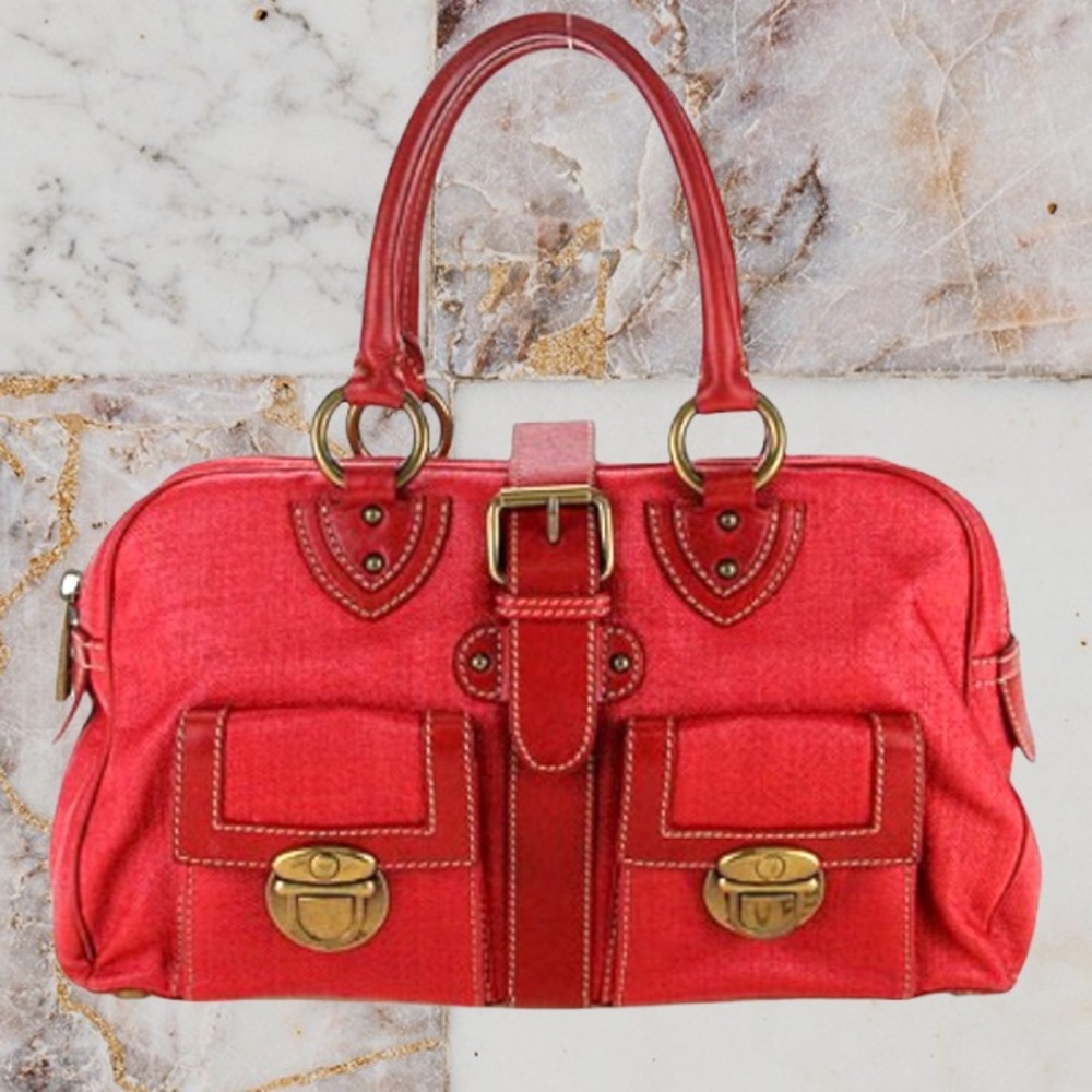 MARC JACOBS Red Coated Canvas Venetia Satchel Bag - Picture 2 of 14